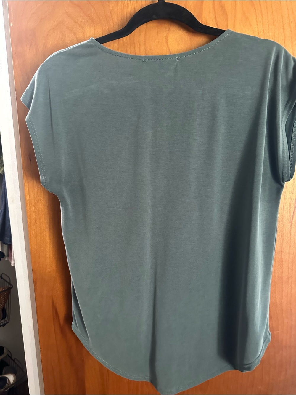 Green Envelope Zip-Front Short Sleeve Top in Sage - Picture 2 of 3